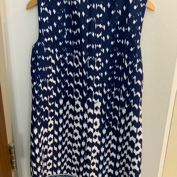 Ab Studio Sleeveles Sheath Dress Womens Size 8 Blue Knit Banded Hem Knee Length - Picture 4 of 9